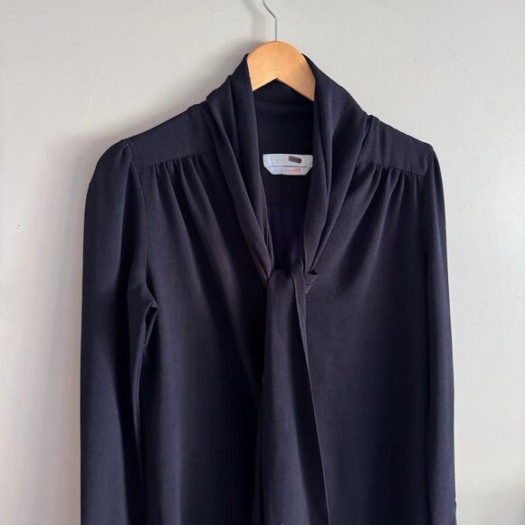 See By Chloe Neck Tie Bow Black Long Sleeve Mini Dress Size 38 US 6 - Picture 5 of 6